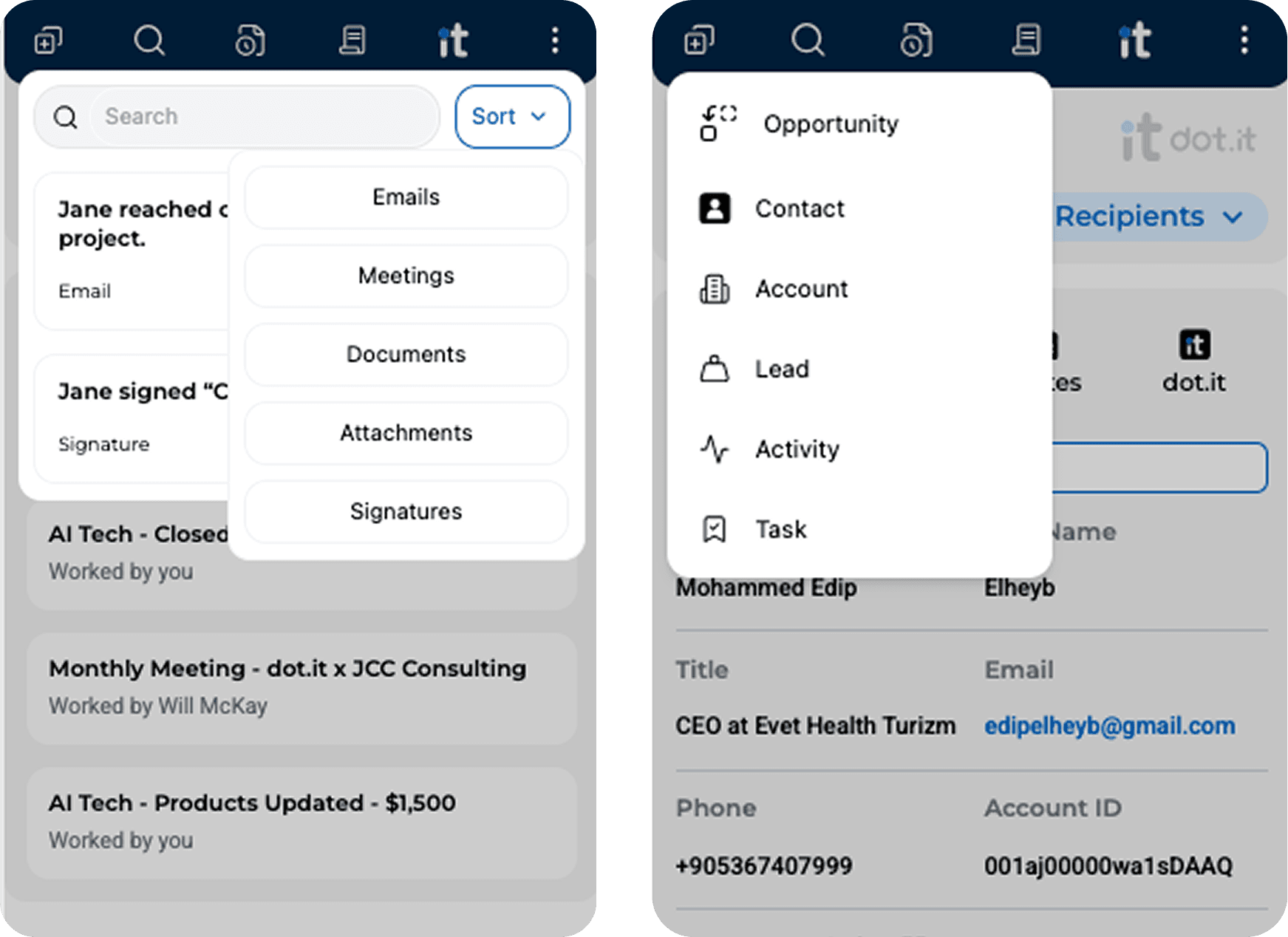 Revenue Teams interface